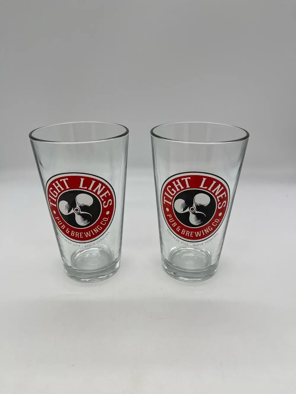 Tight Lines Brewing Company Morehead City NC Pair of Pint Beer Glasses